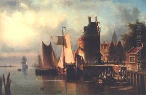 Unloading Ships At A Dutch Port