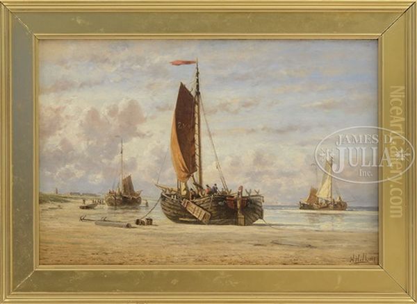 Men Working On Beached Fishing Boats - view 1