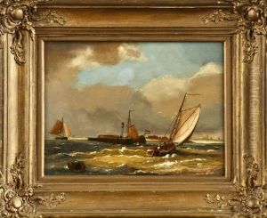 Segelboote In Aufgewuhlter See An Der Hollandischen Kuste