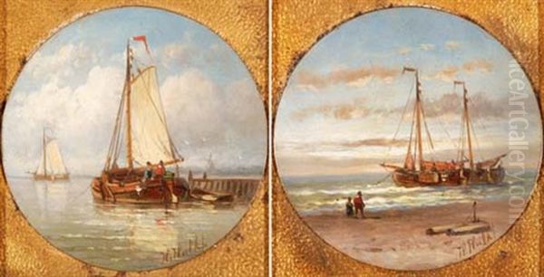 Segelschiff Am Strand (+ Segelschiff Im Hafen; Pair) - view 1