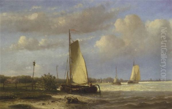 Sailing Barges On A River - view 1