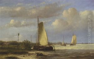 Sailing Barges On A River