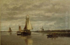 A Calm: A Hay Barge On A River by Hendrik Hulk