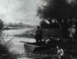 Entenjager Am Flusufer by Hendrik Hulk