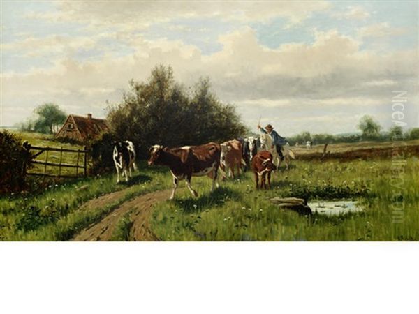 Drover And Cattle - view 1