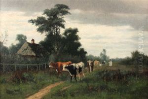 Kuhe Mit Hirte by William Frederick Hulk