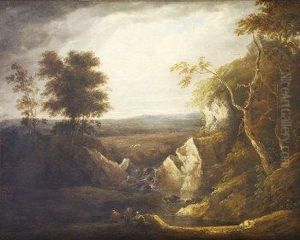 Italianate Landscape With Figures In Foreground by Ranelagh Barrett