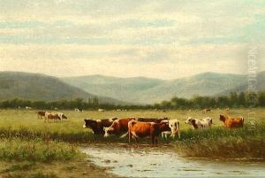 Cattle Watering (+ Ducks On A Pond By A Farmstead; Pair)
