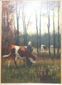 A Girl In A Field With Cattle A Girl In A Field With Cattle