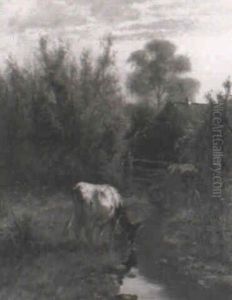 Cattle In A Stream by William Frederick Hulk