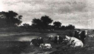 Wijds Landschap Met Vee by William Frederick Hulk