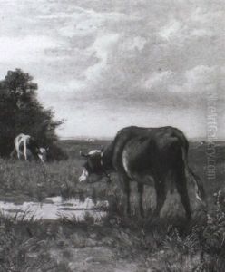 Cattle Grazing With An Extensive Landscape Beyond