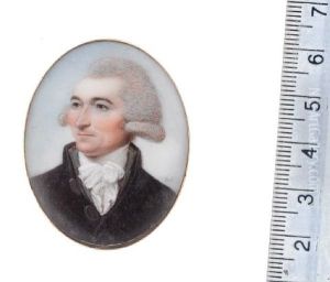 A Gentleman, Wearing Black Coat, Dark Green Waistcoat Trimmed With Gold, White Frilled Chemise, Stock And Tie, His Powdered Wig Worn En Queue A Gentleman, Wearing Black Coat, Dark Green Waistcoat Trimmed With Gold, White Frilled Chemise, Stock And Tie, His Powdered Wig Worn En Queue
