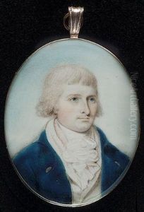 A Gentleman Wearing Blue Coat, White Waistcoat And Frilled Chemise