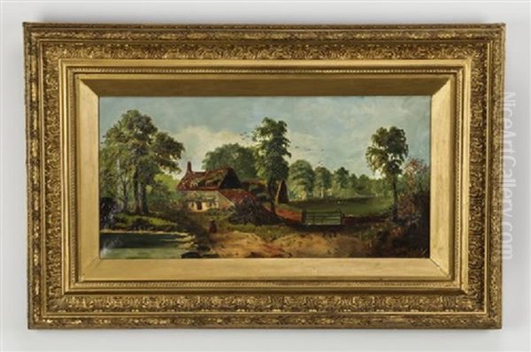 A Country House Beside A Lake With A Figure In The Foreground - view 1