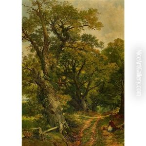 Waldweg Mit Rastender Bauerin by Frederick William Hulme