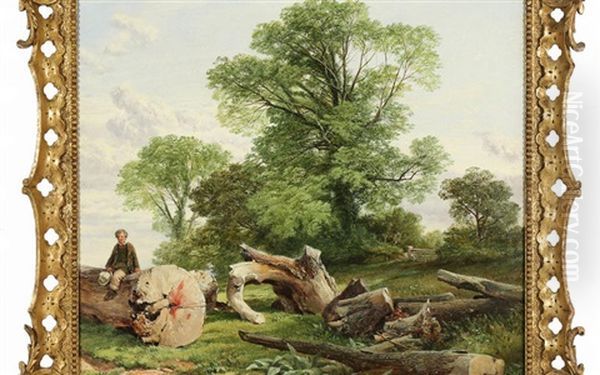 Young Boy Sitting On A Fallen Tree - view 1