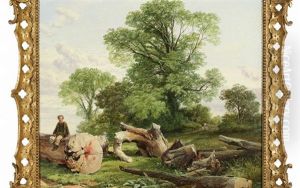 Young Boy Sitting On A Fallen Tree by Frederick William Hulme
