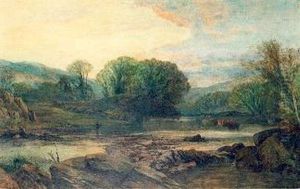 Riverscene With Cattle And Fishermen Riverscene With Cattle And Fishermen