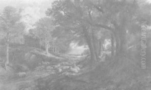 Waldlandschaft Mit Schafherde by Frederick William Hulme