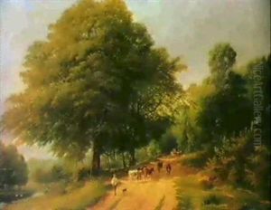 Herding Cattle On A Country Lane