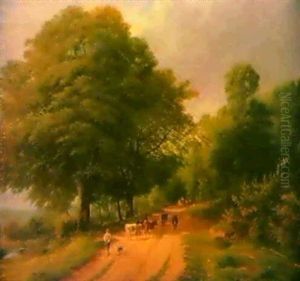 Herding Cattle On A Country Lane