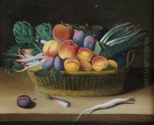 Corbeille De Fruits Sur Un Entablement by Jacob van Hulsdonck
