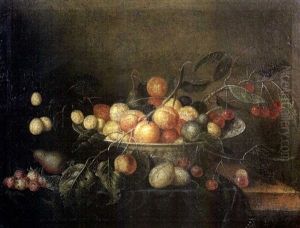 Nature Morte Aux Prunes Et Cerises Dans Une Coupe by Jacob van Hulsdonck