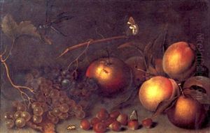 Nature Morte Aux Raisins, Peches Et Noisettes