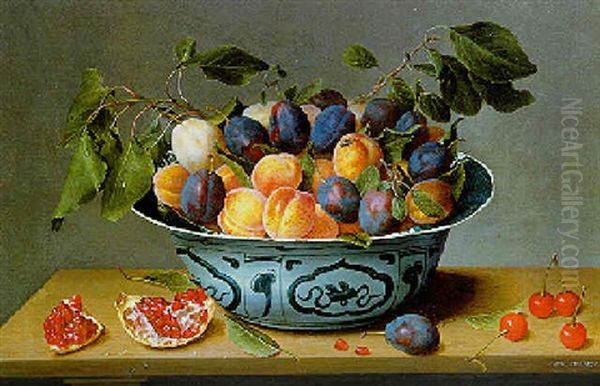 Peaches And Plums In A Wanli Kraak Porselein Bowl With Fruit - view 1