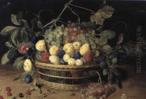 Corbeille De Fruits Posee Sur Un Entablement by Jacob van Hulsdonck