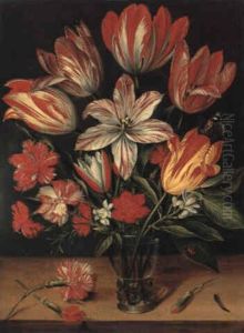 Tulipes, Oeillets Et Fleurs D'oranger Dans Un Vase by Jacob van Hulsdonck