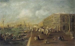 Gondeln Vor Der Piazzetta Mit Blick Auf S. Maria Della Salute