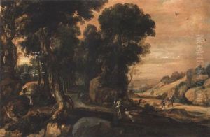 A Wooded Landscape With Noli Me Tangere by Pieter van der Hulst the Elder