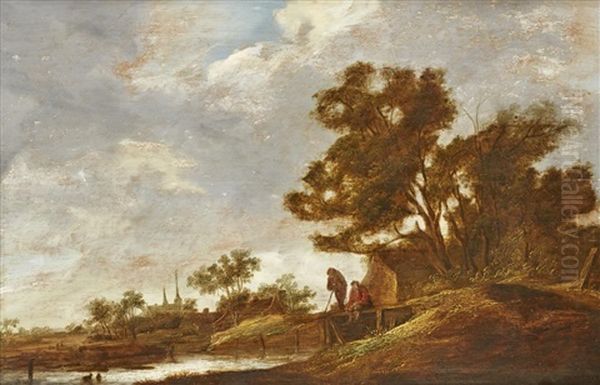 Landskap Med Fiskare Pa En Bro - view 1