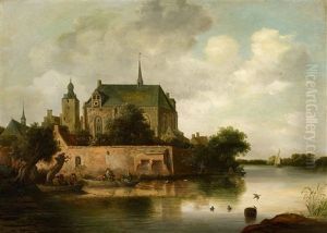 River Landscape With A Boat by Frans de Hulst