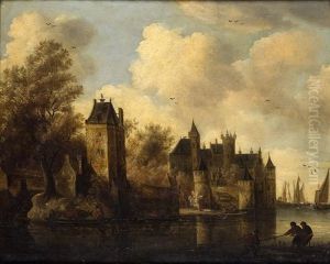 Ville Fortifiee En Bord De Fleuve, Animee De Personnages by Frans de Hulst