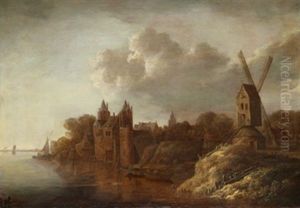 Kustlandskap Med Stadsbebyggelse Och Vaderkvarn by Frans de Hulst
