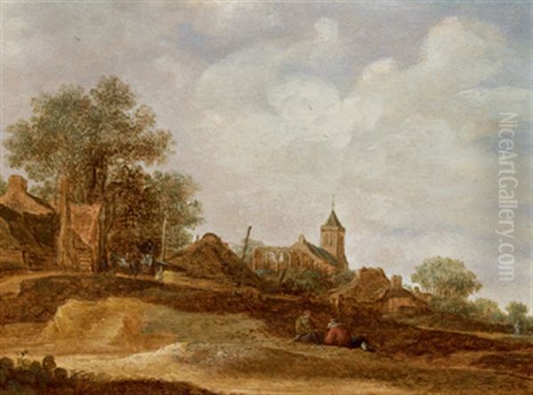 Zwei Rastende Bauern Vor Der Ruine Von Egmont - view 1