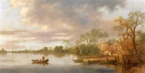 Flusslandschaft Mit Figuren Flusslandschaft Mit Figuren