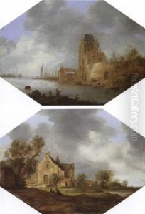 Flusslandschaft Mit Turm Und Bastion Am Rechten Ufer Flusslandschaft Mit Turm Und Bastion Am Rechten Ufer