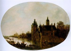 Befestigtes Flussufer Mit Fischerbooten Befestigtes Flussufer Mit Fischerbooten