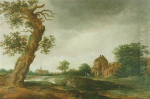 Landskap Med Byggnader Och Figurer by Frans de Hulst