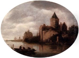 Fluslandschaft Mit Fischern Fluslandschaft Mit Fischern