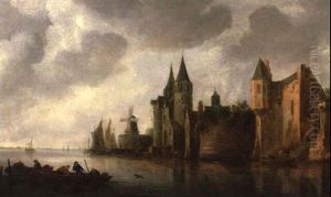 Fluslandschaft Mit Einem Fischerboot by Frans de Hulst