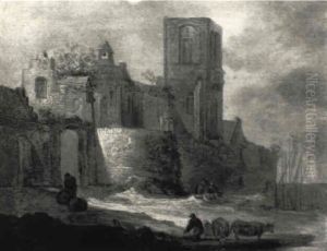 Stadt An Einem Flus Mit Hirten by Frans de Hulst