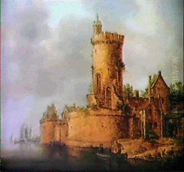 Befestigte Stadt An Einem Fluss Hinter Einer Rundbastion - view 1