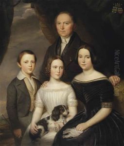 Portrait Of Godefridus Andreas Melord Van Middelharnis (1792-1870), Standing, Together With His Wife Anna Josephina Wittert Van Hoogland (1805-1878)... by Jan Baptist Van Der Hulst