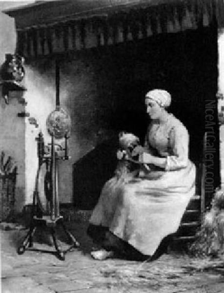 A Woman Spinning Flax - view 1