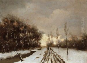 Abendliche Winterlandschaft by Johan van Hulsteyn